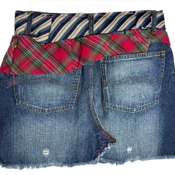 Vintage Y2K Denim Plaid Micro Mini Skirt Size 4 Karen Millen - Picture 4 of 8